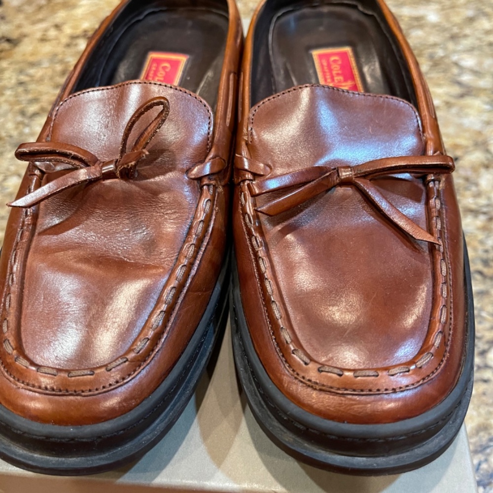 Brown Leather Cole Haan slides